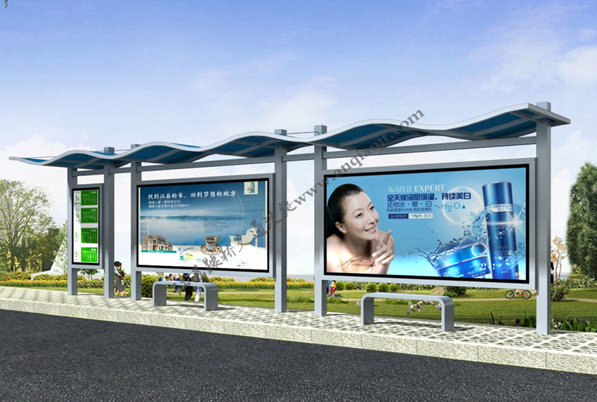 不銹鋼候車(chē)亭AN1086-不銹鋼公交候車(chē)亭站臺(tái)