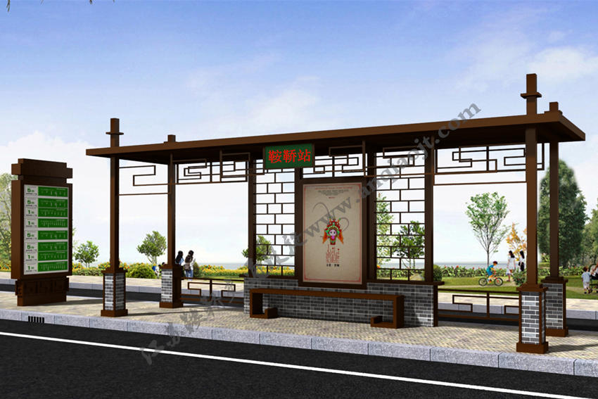 仿古候車(chē)亭AN1008-公交車(chē)站臺(tái)站亭公交站牌