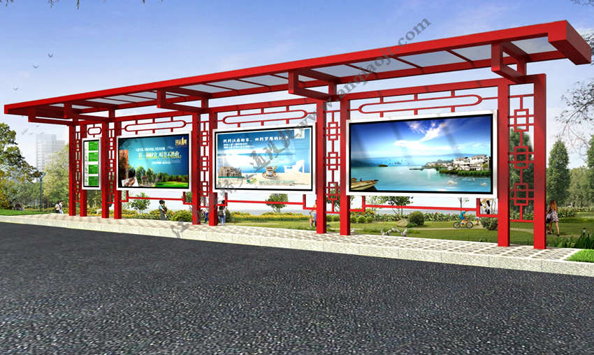 仿古候車亭AN1010-公交車站臺(tái)站亭公交站牌