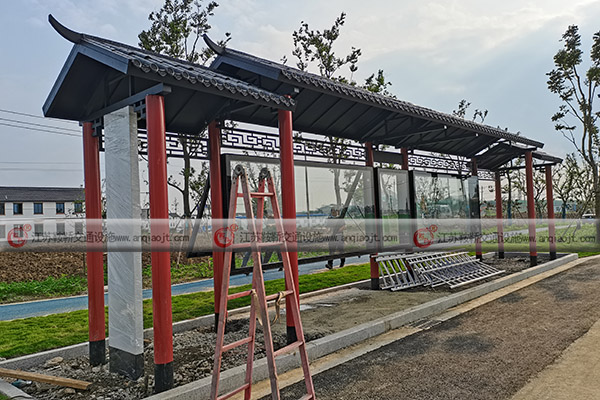 仿古公交車候車亭站臺