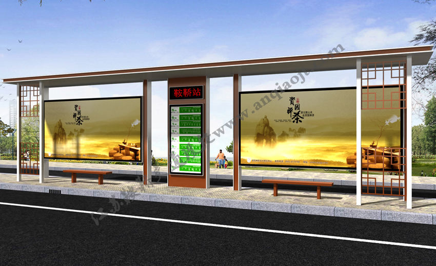 仿古候車亭AN1009-公交車站臺(tái)站亭公交站牌