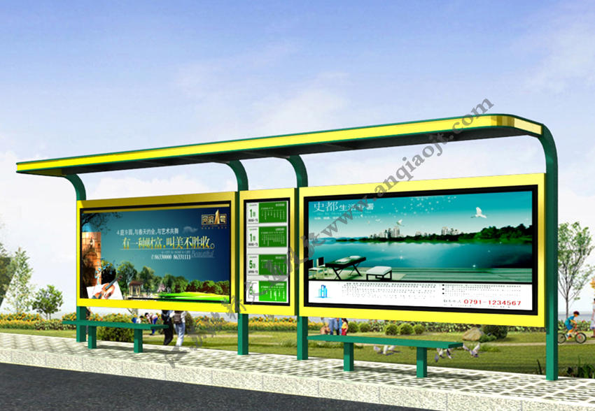現(xiàn)代城市公交候車亭站臺AN1045-城市公交站亭