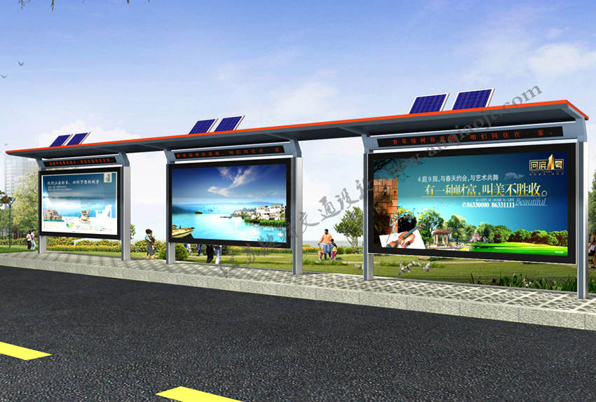 太陽能候車亭AN1048-太陽能公交站牌公交亭