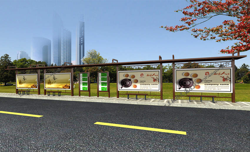 仿古候車亭AN1101-公交車站臺站亭公交站牌