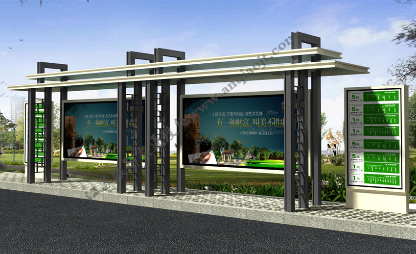 仿古候車亭AN1015-公交車站臺站亭公交站牌