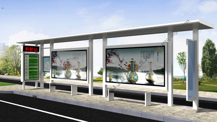 現(xiàn)代城市公交候車亭站臺AN1074-城市公交站亭