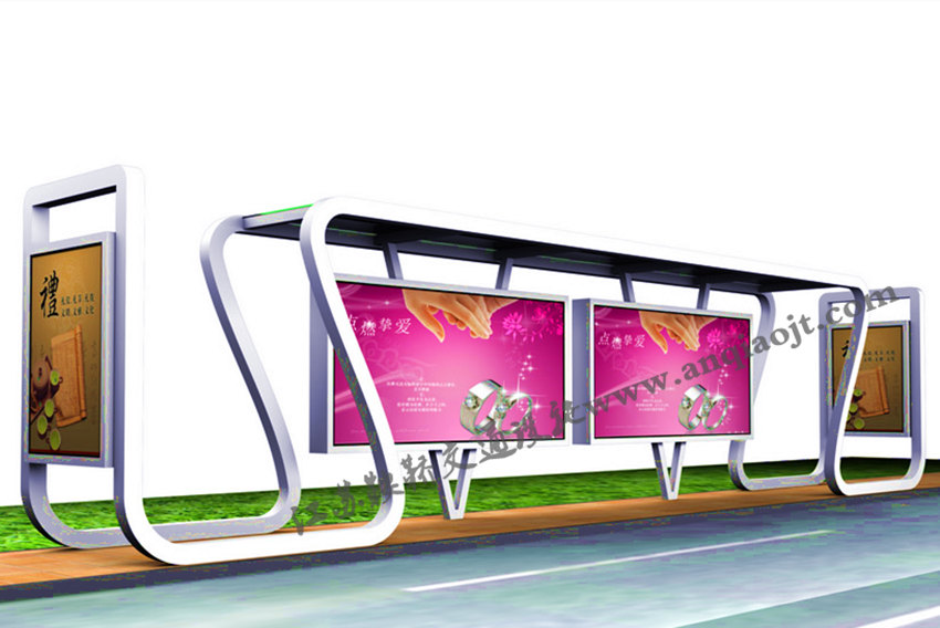 現(xiàn)代城市公交候車亭站臺(tái)AN1096-城市公交站亭