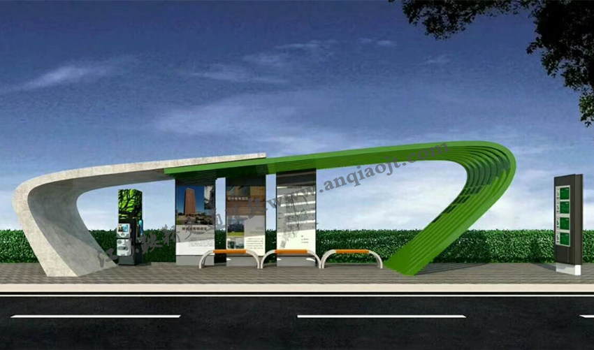 現(xiàn)代城市公交候車亭站臺AN1091-城市公交站亭