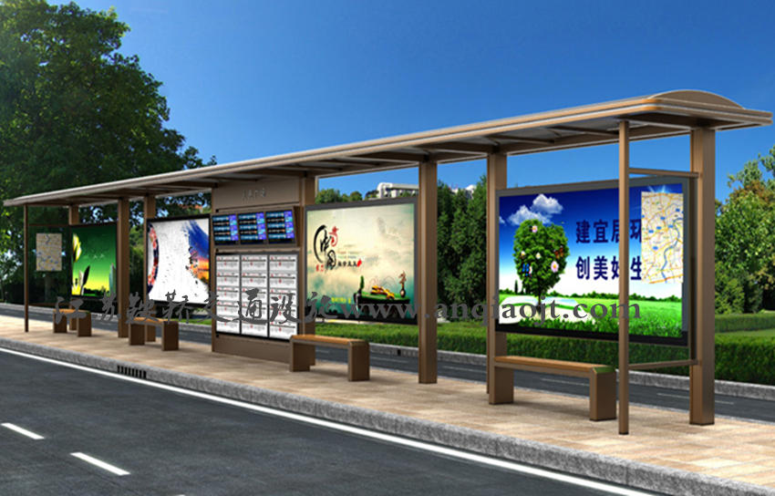 仿古候車亭AN1095-公交車站臺(tái)站亭公交站牌